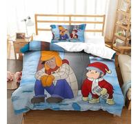 LLEERCFTY Stampa 3D Curious George Biancheria Da Letto 3 Pezzi Copripiumino Con Cerniera E Federe Per Ragazzi E Ragazze,coppie,camera Da Letto,decorazione Single（135x200cm）