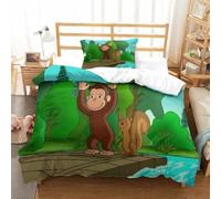 LLEERCFTY Stampa 3D Curious George Biancheria Da Letto 3 Pezzi Copripiumino Morbida Microfibra Per Ragazzi E Ragazze,coppie,camera Da Letto,decorazione Single（135x200cm）
