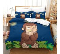 LLEERCFTY Stampa 3D Curious George Biancheria Da Letto 3 Pezzi Set Copripiumino Con Chiusura A Cerniera Per Ragazzi E Ragazze,coppie,camera Da Letto,decorazione Double（200x200cm）