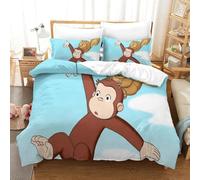 LLEERCFTY Stampa 3D Curious George Biancheria Da Letto 3 Pezzi Set Copripiumino E Federa Coordinata Per Ragazzi E Ragazze,coppie,camera Da Letto,decorazione Double（200x200cm）