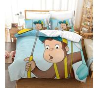 LLEERCFTY Stampa 3D Curious George Set Di Biancheria Da Letto 3 Pezzi Copripiumino Con Chiusura A Cerniera Per Ragazzi E Ragazze,coppie,camera Da Letto,decorazione Super King（260x220cm）