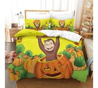 LLEERCFTY Stampa 3D Curious George Set Di Biancheria Da Letto 3 Pezzi Copripiumino Morbida Microfibra Per Ragazzi E Ragazze,coppie,camera Da Letto,decorazione Super King（260x220cm）
