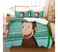 LLEERCFTY Stampa 3D Curious George Set Di Biancheria Da Letto 3 Pezzi Set Copripiumino Con Chiusura A Cerniera Per Ragazzi E Ragazze,coppie,camera Da Letto,decorazione Super King（260x220cm）