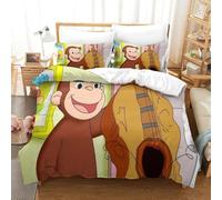 LLEERCFTY Stampa 3D Curious George Set Di Biancheria Da Letto 3 Pezzi Set Copripiumino Con Chiusura A Cerniera Per Ragazzi E Ragazze,coppie,camera Da Letto,decorazione King（220x240cm）