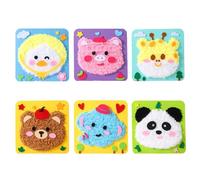 LLELEMAMO DIY Embroidery Doll Set, Townscloud DIY Embroidery Doll Set, Cartoon Animal Sewing Craft Kit, Sewing for Kids, Creative Felt Animals Craft Embroidery Stitching with Stickers (6Pcs-A)