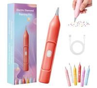 LLELEMAMO Ezypen - Electric Diamond Painting Pen with Vacuum Technology, Rechargeable IPX5 Waterproof Painter Electric Diamond Art Pen Pickup Tool, 2 Replacement Tip, DIY Art Tools Kits (Red)