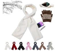 LLELEMAMO Faux Fur Scarf with Hidden Zipper Pocket for Cell Phone and Valuables, Soft Cozy Warm Cross-Shaped Stabilize Windproof (A1)