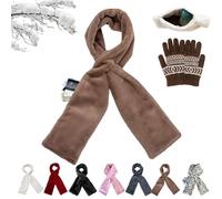 LLELEMAMO Faux Fur Scarf with Hidden Zipper Pocket for Cell Phone and Valuables, Soft Cozy Warm Cross-Shaped Stabilize Windproof (F1)