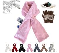 LLELEMAMO Faux Fur Scarf with Hidden Zipper Pocket for Cell Phone and Valuables, Soft Cozy Warm Cross-Shaped Stabilize Windproof (C1)