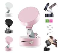 LLELEMAMO FlexiMag Phone Stand, 2025 New Vacuum Magnetic Phone Stand, Adjustable Portable Suction Cup Phone Mount, Foldable & Retractable Double-Sided Magnetic Cell Phone Holder for All Phones (Pink)