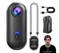 LLELEMAMO Go Snap Camera-4k Thumb Action Camera, Wearable Mini Body Camera with 360° Rotation Spring Clip, Hands-Free POV Recording for Bike Cycling, Pet, Vlogging, Underwater (Black-1080)