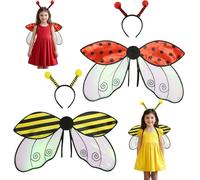 LLELEMAMO Ladybug Wings Adult with Headband Accessories Set, Halloween Ladybug Costumes, Lady Bug Wings Set for Party (2Mix)