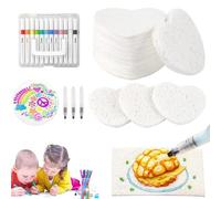 LLELEMAMO Magic Puffy Paint, 10PCS Magic Puffy Paint Pens, 3D Drawing Magic Canvas Sponge, Foam Texture Blank Painting Paper, Puffy Popcorn Drawing Pens Colors with 3D Ink, DIY Art Supplies (Love)