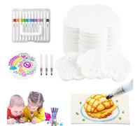 LLELEMAMO Magic Puffy Paint, 10PCS Magic Puffy Paint Pens, 3D Drawing Magic Canvas Sponge, Foam Texture Blank Painting Paper, Puffy Popcorn Drawing Pens Colors with 3D Ink, DIY Art Supplies (Flowers)