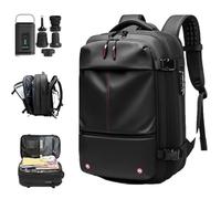 LLELEMAMO Spacevac Pro Backpack, Spacevacpro Vacpack Backpack with Vacuum Compression, 60L Expandable Travel with Pump (Black)