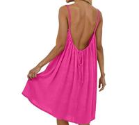 LLELEMAMO Vestito Donna con Schiena Scoperta, Abito Estivo con Spalline Sottili e Fiocco per Vacanze al Mare
