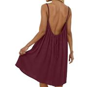 LLELEMAMO Vestito Donna con Schiena Scoperta, Abito Estivo con Spalline Sottili e Fiocco per Vacanze al Mare