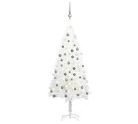 LLEZKBR Albero di Natale artificiale pre-illuminato con palla set bianco 120 cm