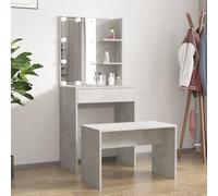 LLEZKBR Armadietti e contenitori-Vanity Units-Cameretta Toeletta - Set di tavolo da toeletta con LED grigio cemento in legno ingegnerizzato