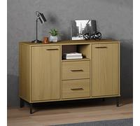 LLEZKBR Armadietti & Stoccaggio-Buffet & Credenze-Credenza con Gambe in Metallo Marrone 113x40x77 cm Legno Massello OSLO