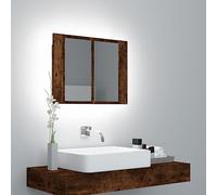 LLEZKBR Armadietti & Stoccaggio-Mobiletto Vanity Units-Bagno Mobiletto Specchio LED Rovere Fumé 60x12x45 cm Legno Ingegnerizzato