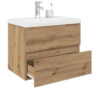 LLEZKBR Armadietti & Stoccaggio-Vanity Units-Bagno Vanity Units-Lavandino con lavabo integrato e rubinetto Rovere Artigianale