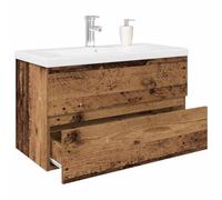 LLEZKBR Armadietti & Stoccaggio-Vanity Units-Bagno Vanity Units-Lavandino Mobile con Built-in Bacino e Rubinetto Legno Vecchio