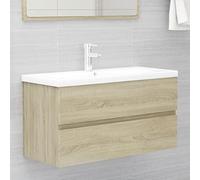 LLEZKBR Armadietti & Stoccaggio-Vanity Units-Bagno Vanity Units-Lavandino Mobile con lavabo integrato in legno di quercia Sonoma ingegnerizzato