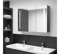 LLEZKBR Armadietti & Storage-Mobiletto Vanity Units-Bagno Vanity Units-LED Bagno Specchio Armadietto 89x14x62 cm Grigio