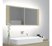LLEZKBR Armadietti & Storage,Unità di vanità,Bagno Vanity Units-LED Bagno Specchio Cabinet Sonoma Oak 100x12x45 cm Acrilico