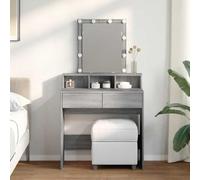 LLEZKBR Armadietti & Storage-Vanity Units-Cameretta Toeletta Tavolo da toeletta con LED Grigio Sonoma 80x41x144,5 cm