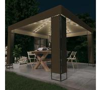LLEZKBR Gazebo con doppio tetto e luci a LED 3x3x2,7 m tortora