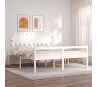 LLEZKBR Letti & Accessori-Letti & Telai-Letto Senior Senza Materasso Bianco Super King Size In Legno Massello