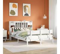 LLEZKBR Letti & Accessori-Letti & Telai-Libreria Letto Senza Materasso Bianco 140x190 cm Legno massello di pino