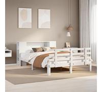 LLEZKBR Letti & Accessori-Letti & Telai-Libreria Letto Senza Materasso Bianco 160x200cm Legno massello di pino