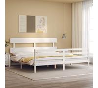 LLEZKBR Letti e accessori - Letti e reti letto - Struttura letto senza materasso bianco Super King Size in legno massello