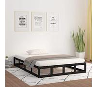 LLEZKBR Letti e accessori - Letti e reti letto - Struttura letto senza materasso nero 180 x 200 cm Super King in legno massello