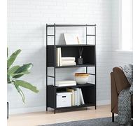 LLEZKBR Librerie e mensole da appoggio - Libreria nera 80x30x145,5 cm Legno e ferro ingegnerizzato