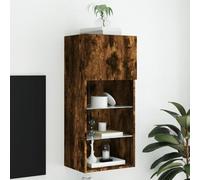 LLEZKBR Mobiletto TV con luci LED, in rovere fumé, 40,5 x 30 x 90 cm