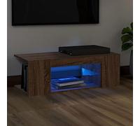 LLEZKBR Mobiletto TV con luci LED, in rovere marrone, 90 x 39 x 30 cm