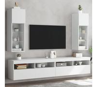 LLEZKBR Mobili TV con Luci LED 2 pz Bianco 30.5x30x90 cm