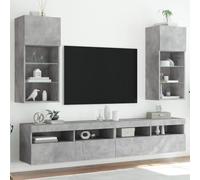 LLEZKBR Mobili TV con luci LED 2 pz grigio cemento 40,5x30x90 cm
