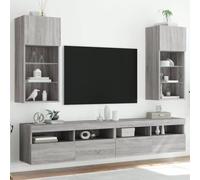 LLEZKBR Mobili TV con Luci LED 2 pz Grigio Sonoma 40.5x30x90 cm