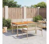 LLEZKBR Set di mobili da esterno per esterni, 3 pezzi, set da pranzo da giardino con cuscini, in polyrattan beige