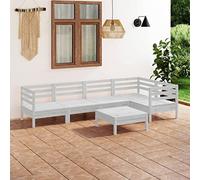 LLEZKBR Set di mobili da esterno per esterni, 6 pezzi, in legno di pino massiccio, colore: bianco