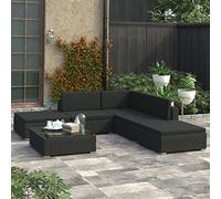 LLEZKBR Set di mobili da esterno per esterni, set da 6 pezzi con cuscini in polyrattan nero