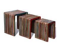 LLEZKBR Tavoli-Accent Tavoli-End Tavoli-Nesting Table Set 3 Pezzi Colorato Teak Recupero