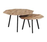 LLEZKBR Tavoli-Accento-Tavolini-Tavolini-Set 2 Pezzi Tavolino Esagonale Recuperato Teak