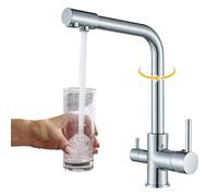 LLFFSSDG Rubinetto da cucina a 3 vie, cromato con filtro, girevole a 360°, 3 in 1, per filtro dell'acqua, in acciaio inox SUS304, rubinetto a bassa pressione con 2 leve