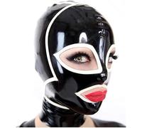 LLGHT Maschera in lattice sexy nera da uomo, copricapo, cappuccio, occhi aperti, donna, striscia bianca(S)